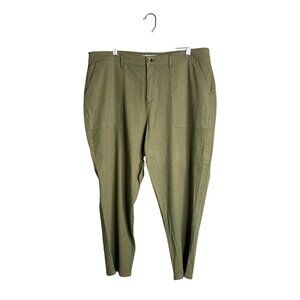 Lila Ryan Stretch Linen Pants Women's 18W Green Martina Straight Capri Ankle NWT